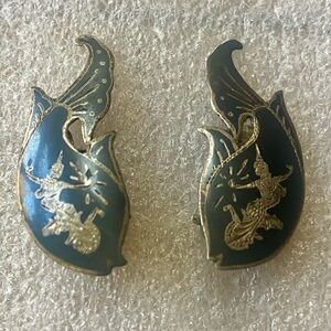 Niello Siam Sterling Silver Clip-on Earrings